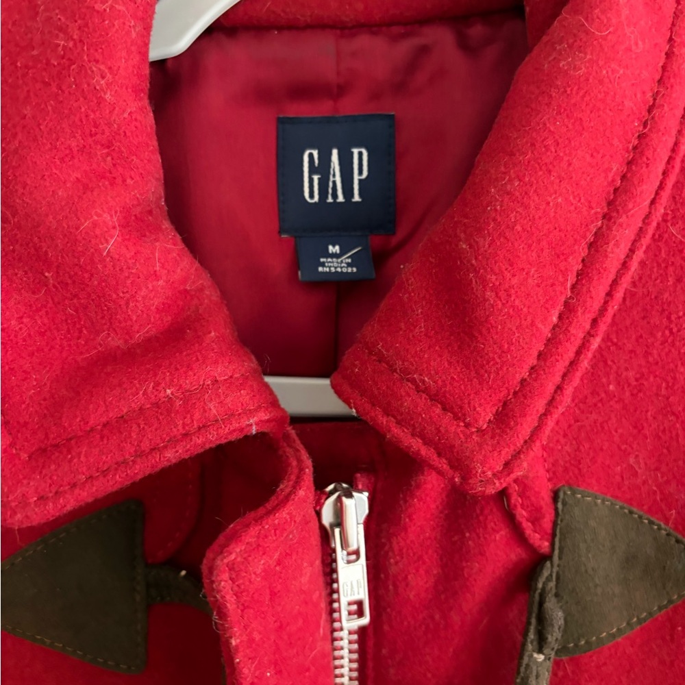 GAP Women's Deep Red Toggle Pea Coat with Black Accents - Picture 5 of 6